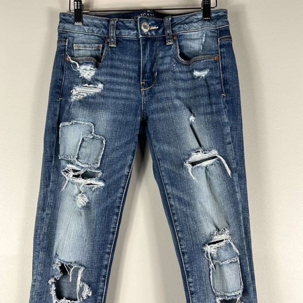 American Eagle Distressed Patchwork Tall Skinny J… - image 3